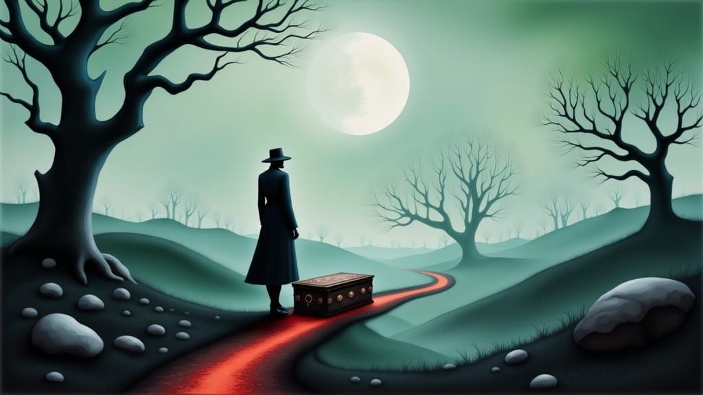 Ethereal Coffin Bearer on Desolate Road