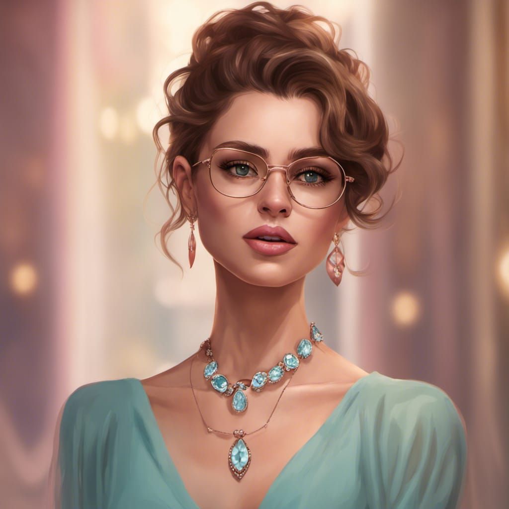 Portrait of Woman with Hazelnut Hair in Art Nouveau Style