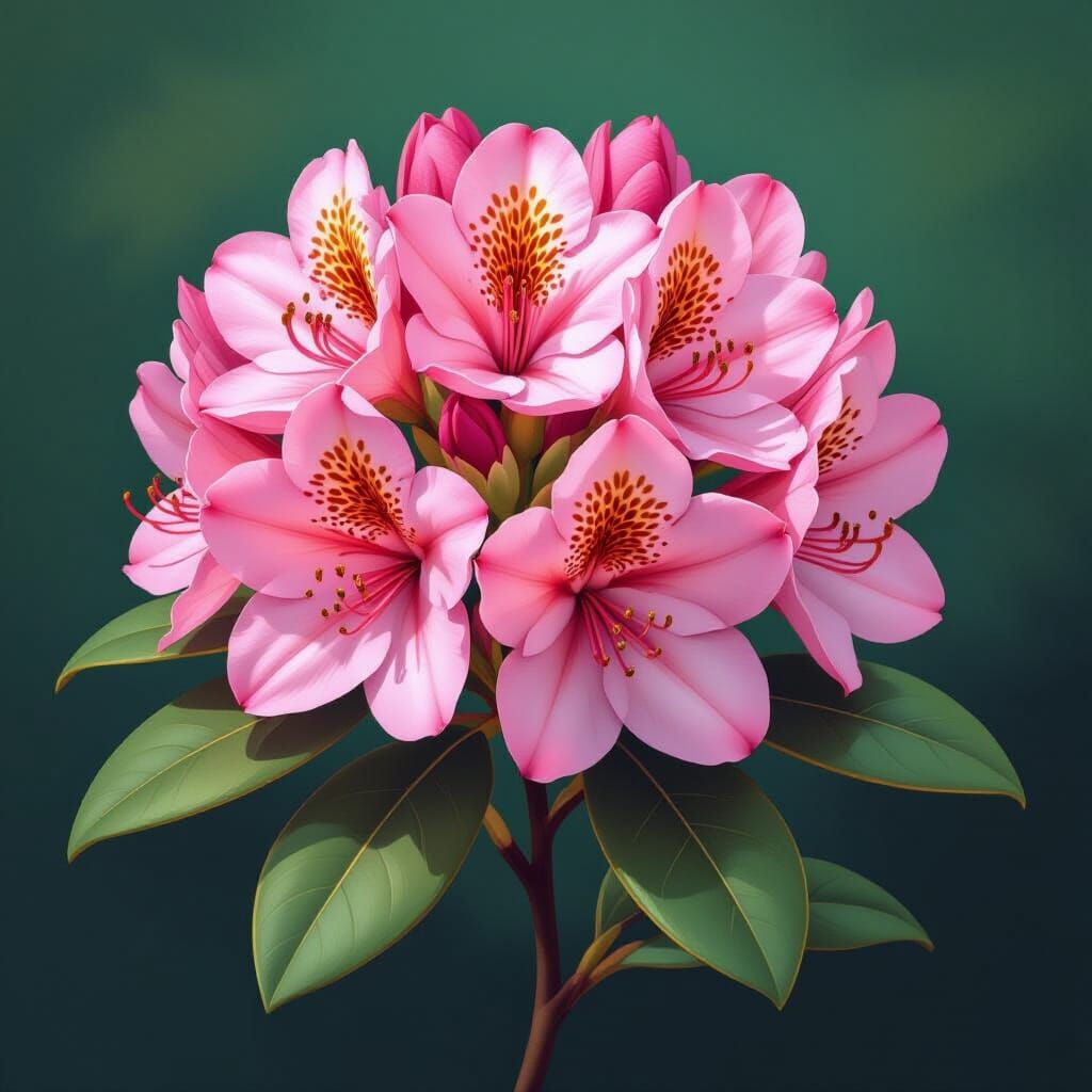 Vibrant Rhododendrons Bloom Over Washington State Map