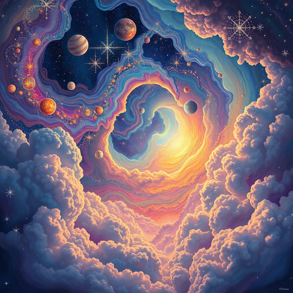 Surreal Cosmic Landscape in Vibrant, Visionary Style