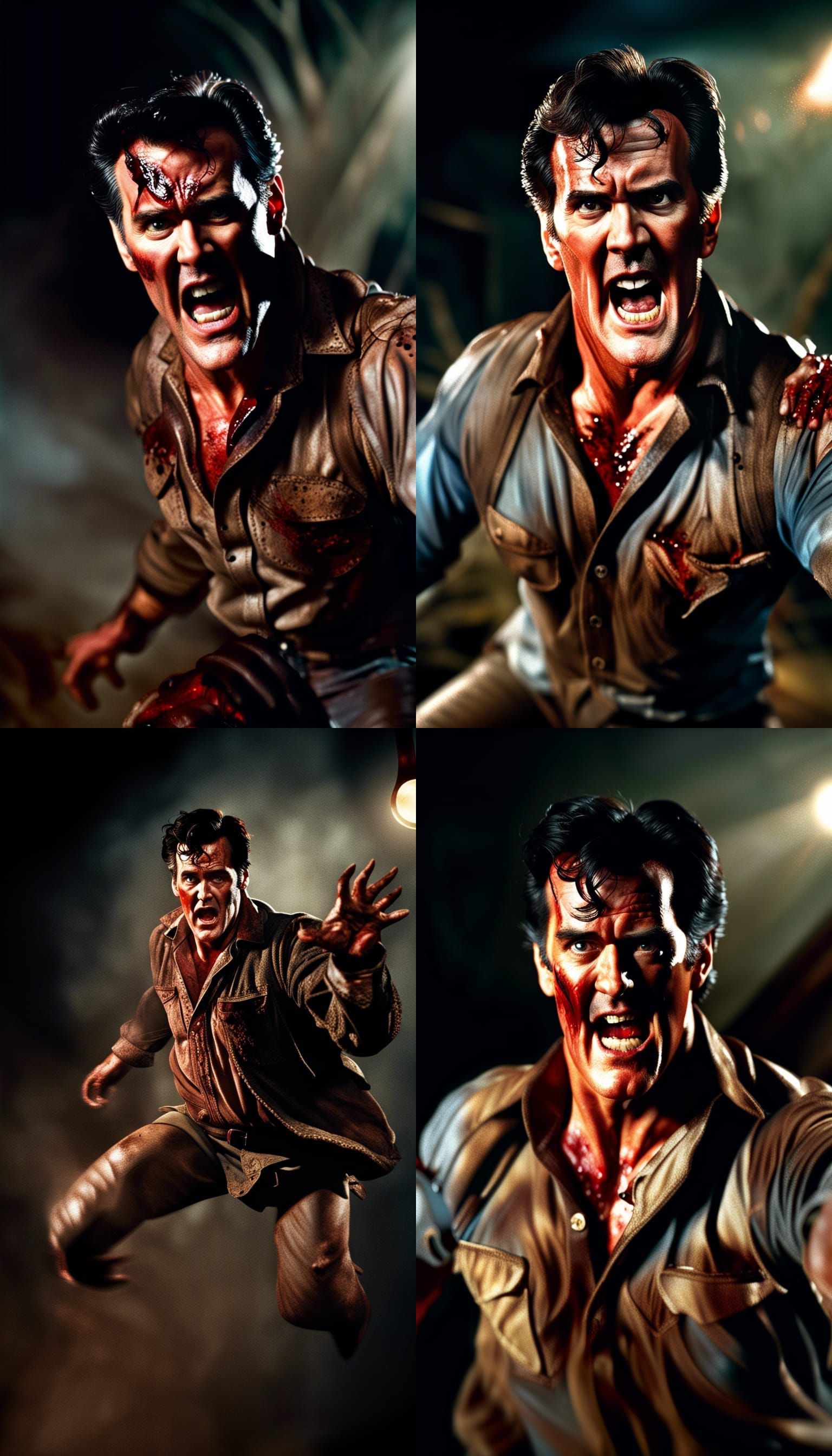 Bruce Campbell vs. Demon: Hyperrealistic Action Shot