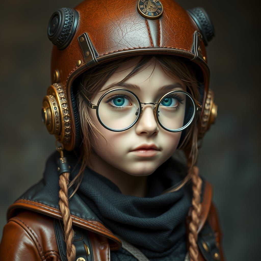 Steampunk Girl Portrait in Fantastic Realism Style