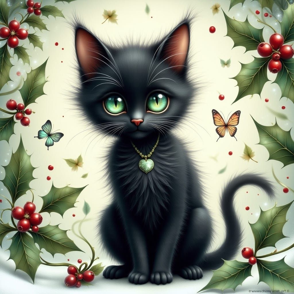 Whimsical Kitten in Beatrix Potter Style