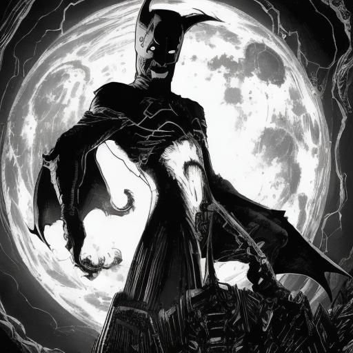 Batman Silhouette in Noir Gotham, Comic Book Style