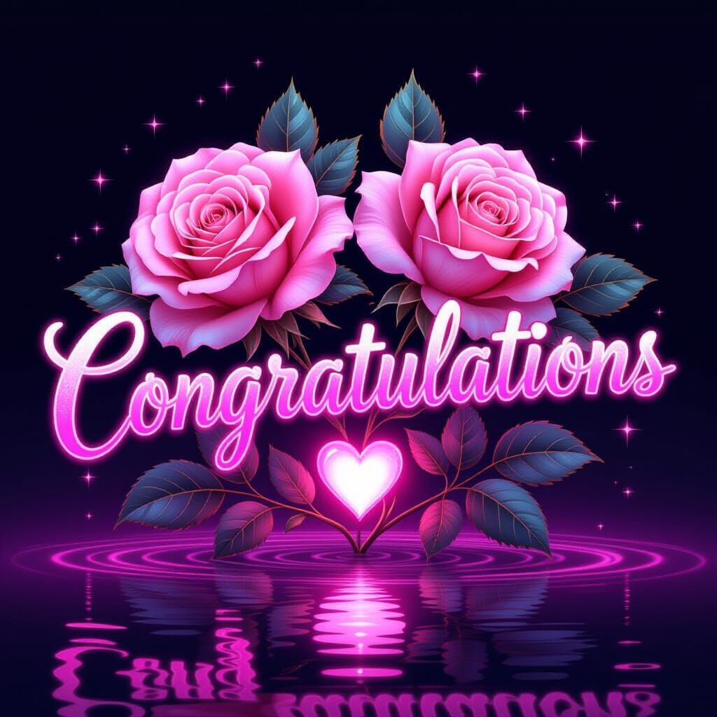 A stylized digital illustration featuring the text "CONGRATULATIONS" rendered in elegant flowing cursive script with a s...