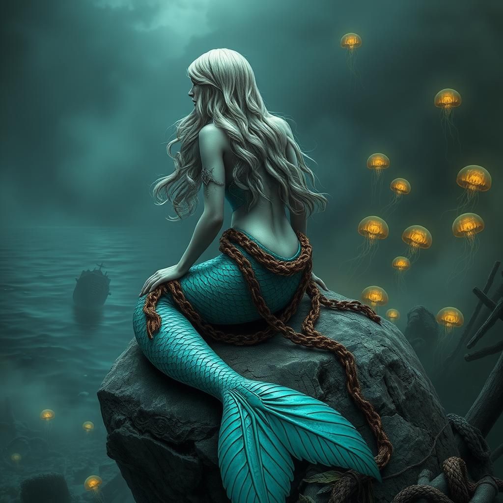 Enchanting Mermaid Siren in Gothic, Dreamlike Bay