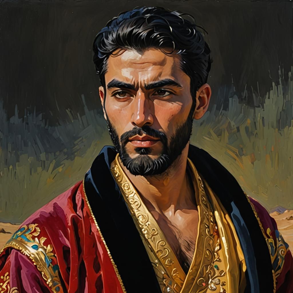 Expressionist Portrait of Man in Impasto Gouache Style