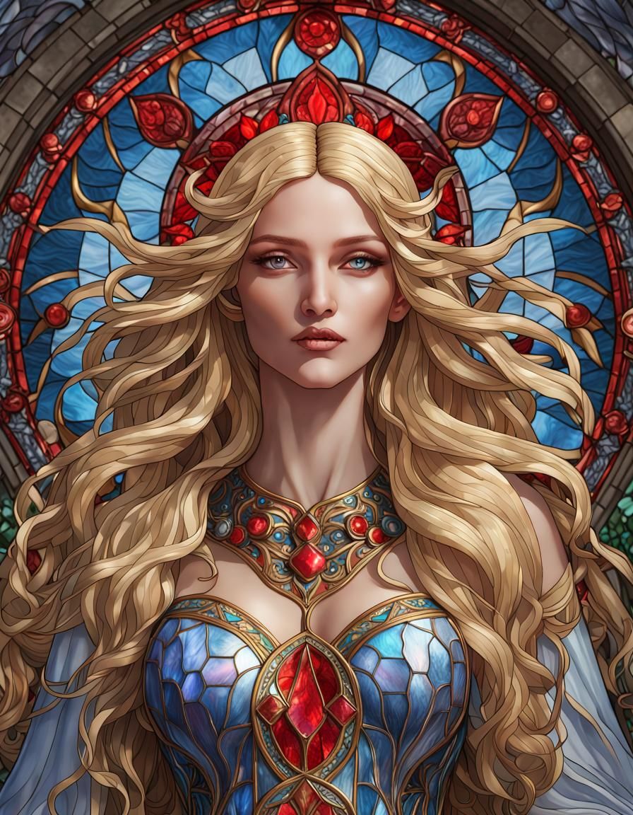 Heavenly Goddess in Stained Glass Art