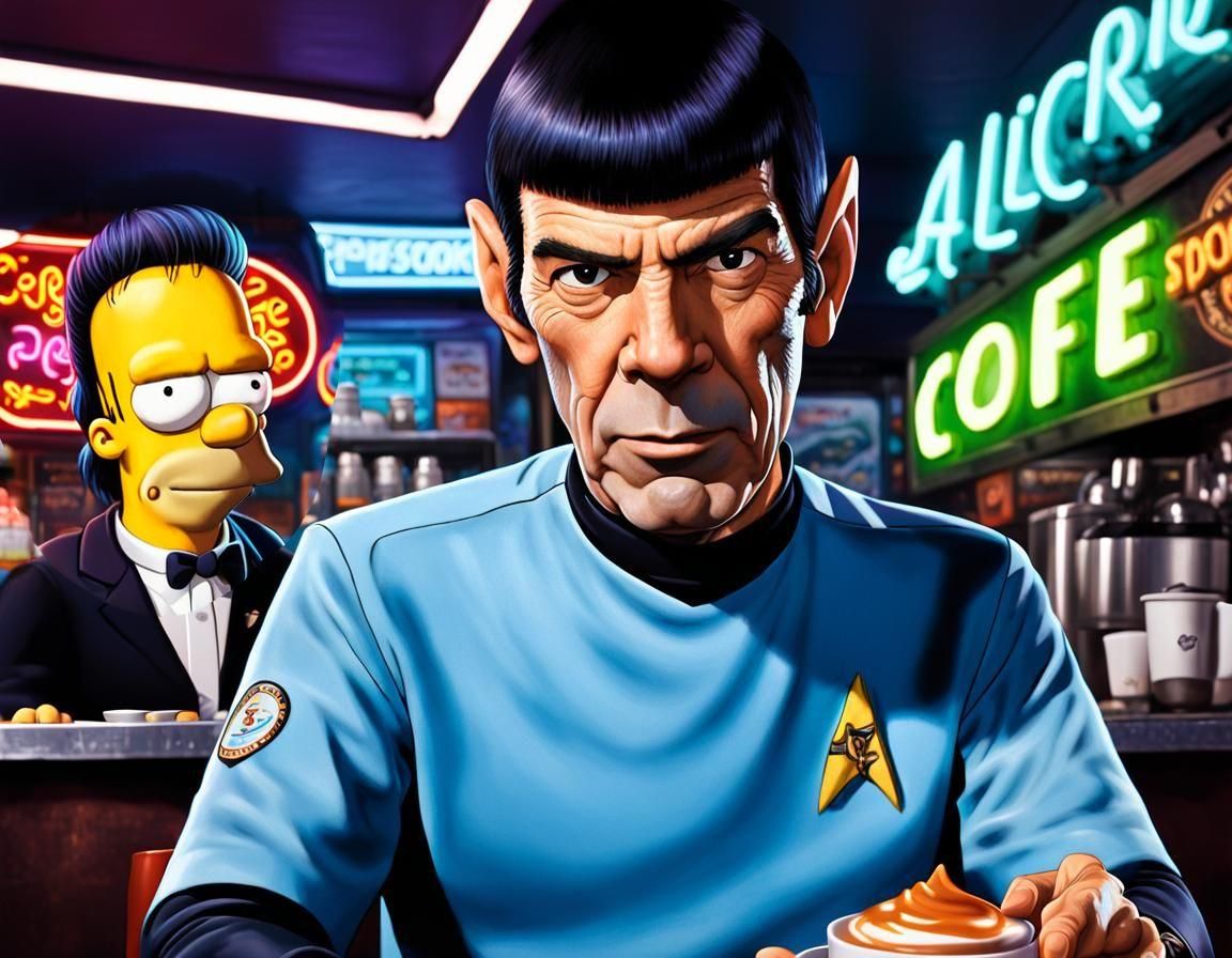 Homer Simpson as Punk Waiter, Digital Art