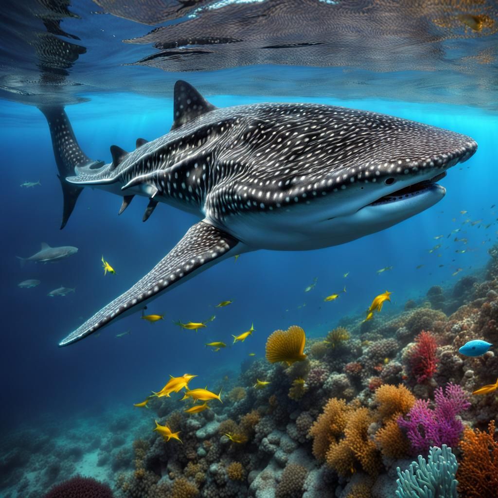 Whale Shark in a Colorful Coral Reef