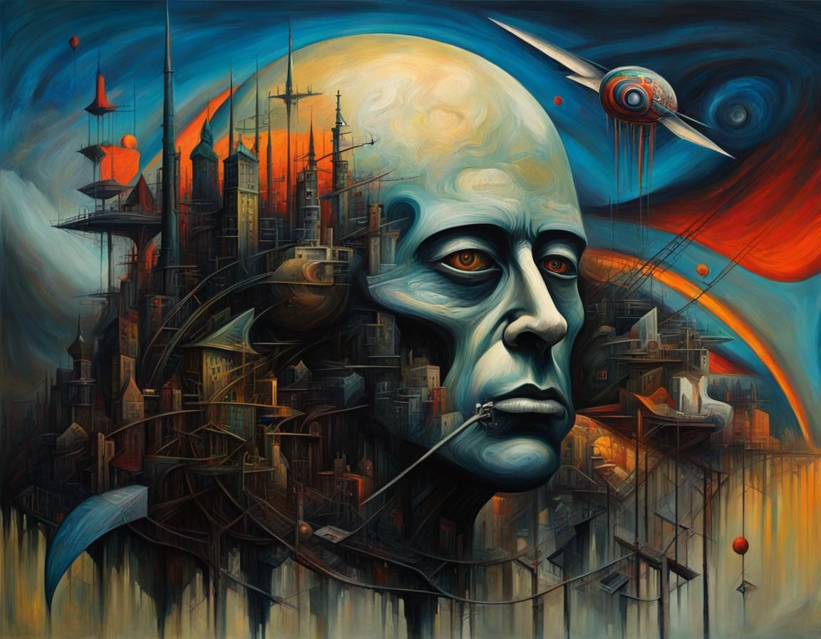 Dystopian Surrealism: Apocalyptic Nightrider Portrait