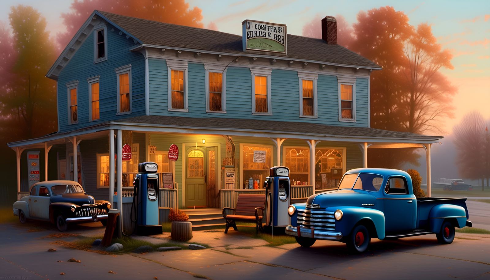 Old Time Country Store in Golden Hour Light