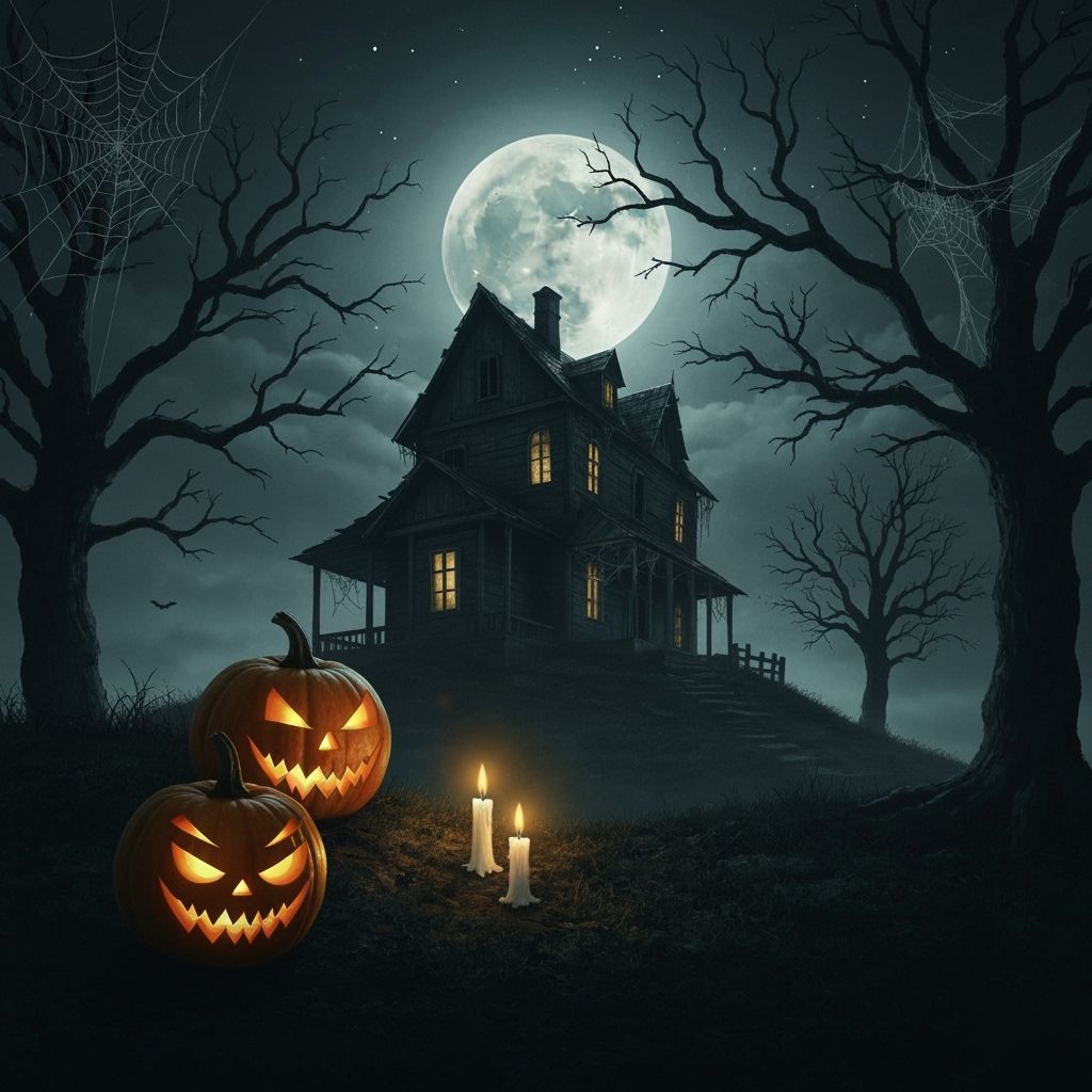 Spooky Halloween House Under Full Moon