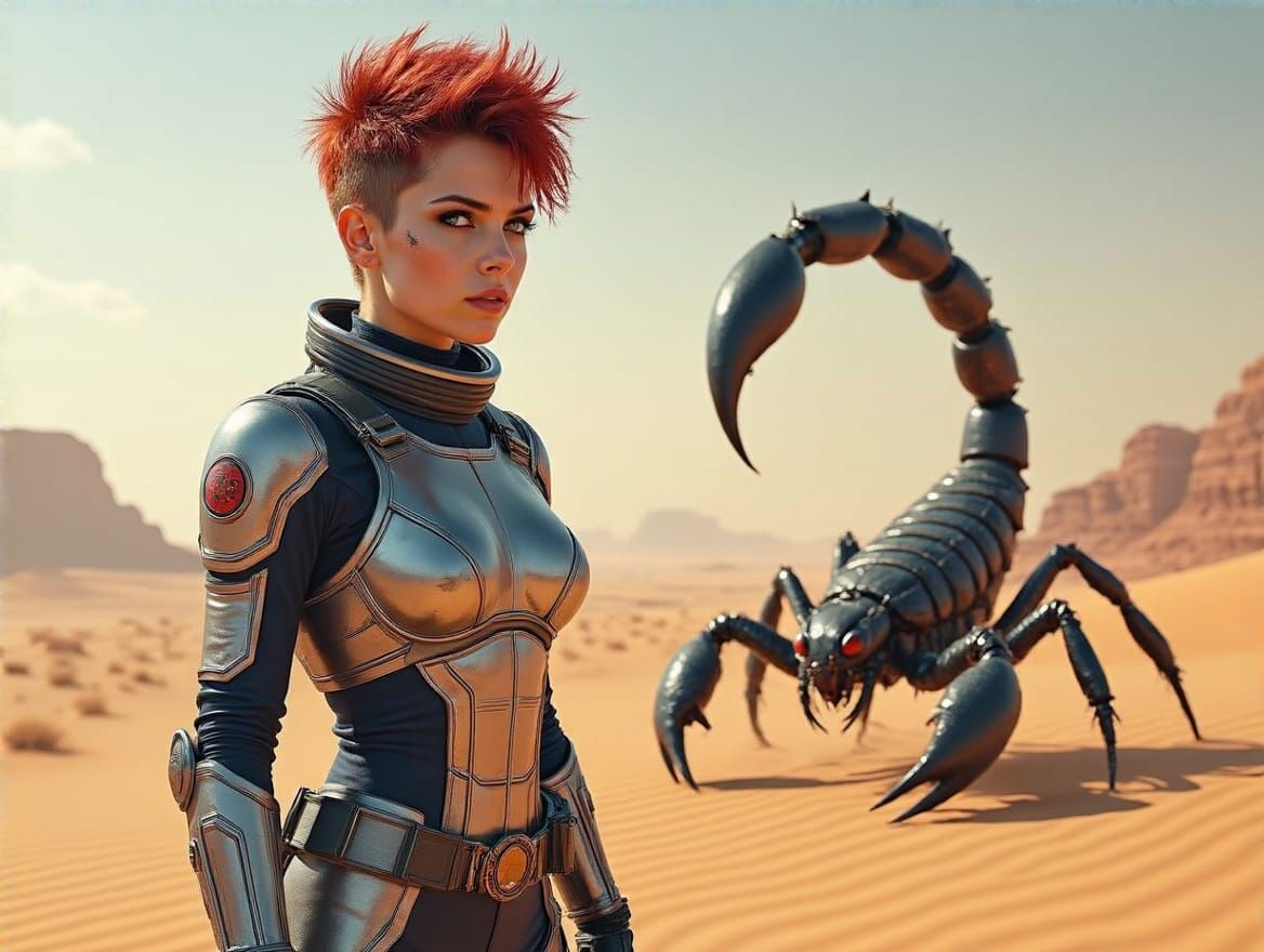 Fearless Space Pilot in Metallic Silver and Navy Blue Spaces...