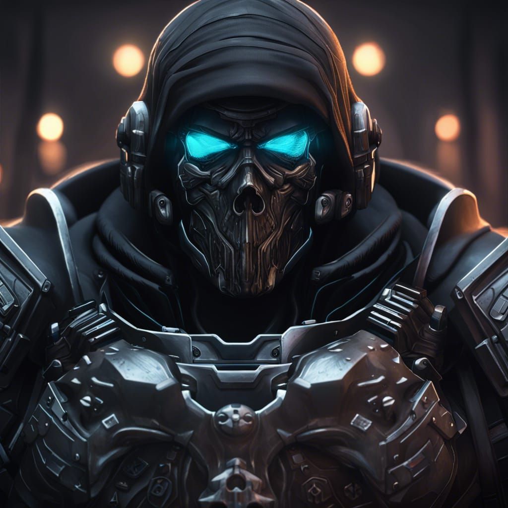 Futuristic Space Marine Grim Reaper Portrait