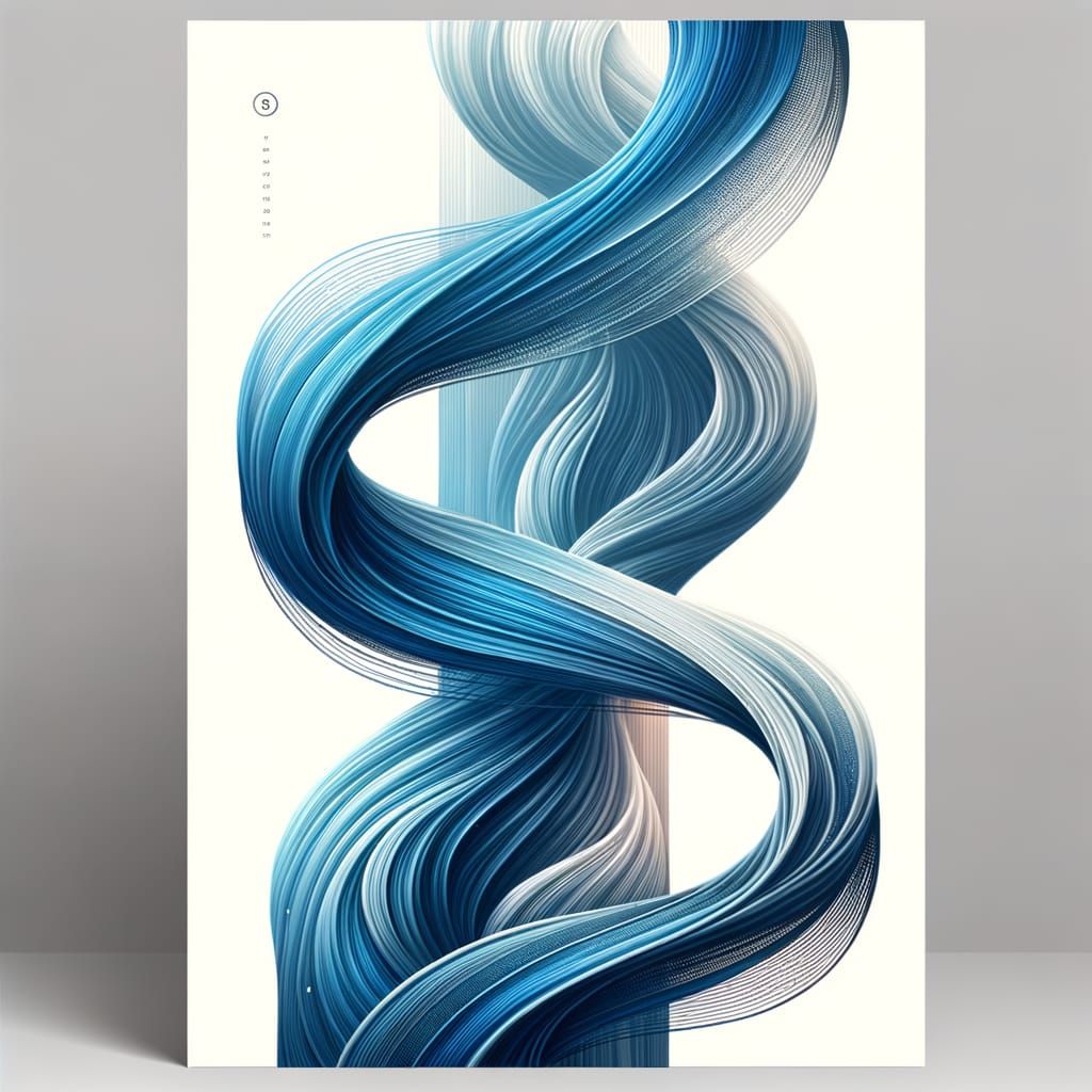 Three Blue Paths Converging in Minimalist Poster Design