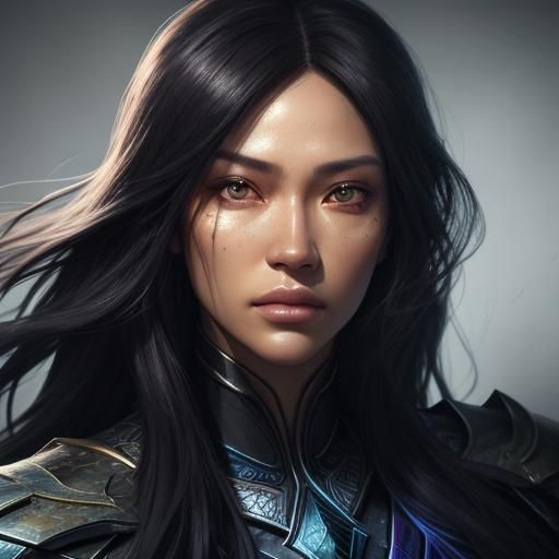 Dramatic Close-Up of Woman with Vibrant Background