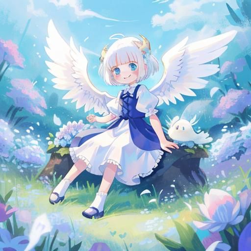 Angelic Girl Reaches Out to Dragon Friend