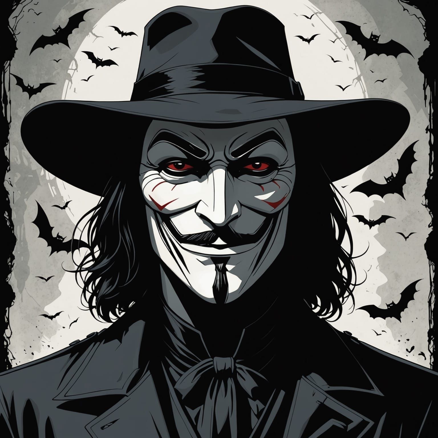 Gothic Vampire in Mike Mignola Style