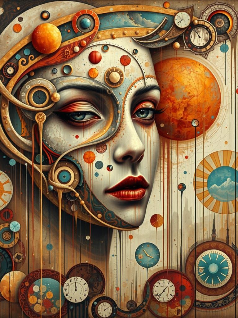 Hyper-Realistic Woman's Face with Expressionist Emotive Colo...