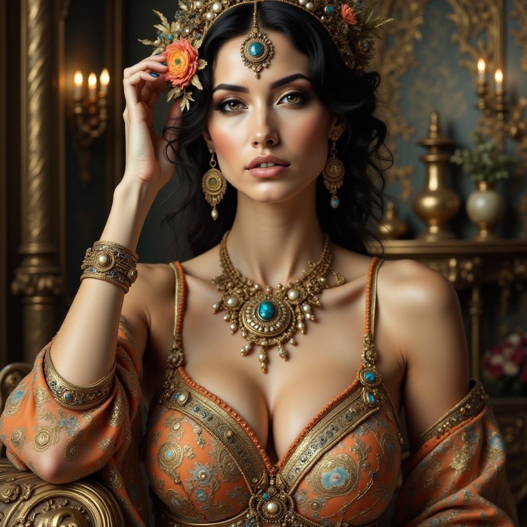 Elegant Woman in Art Nouveau Style