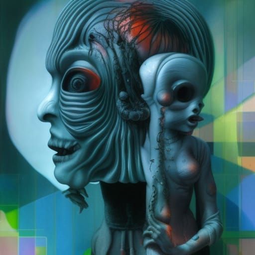 Nightmare Monsters Feast: A Surreal Sci-Fi Vision