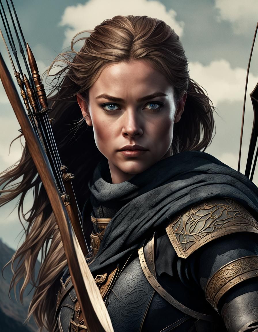 Medieval Robyn Hood on Stallion: Cinematic Digital Art