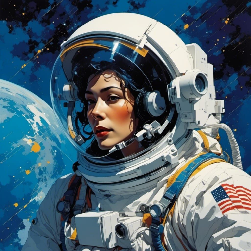 Futuristic Astronaut in Simple Illustration Style