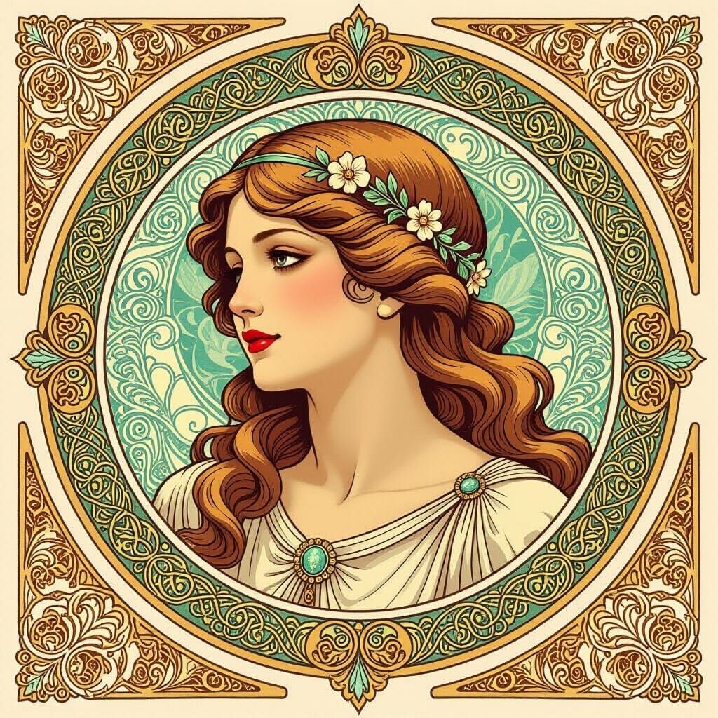 Virgo Symbol with Art Nouveau Flair