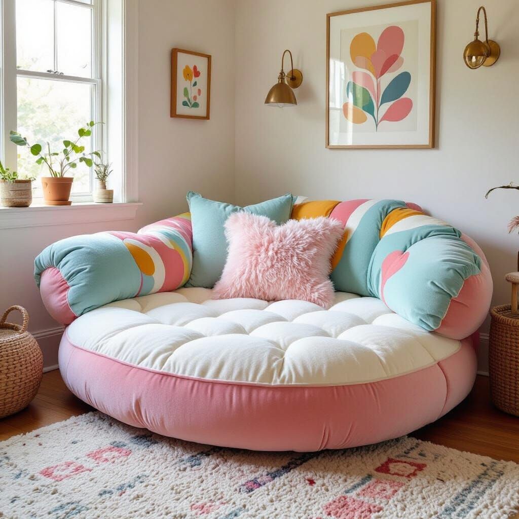 Whimsical Bouncy Bed with Fluffy Pillow