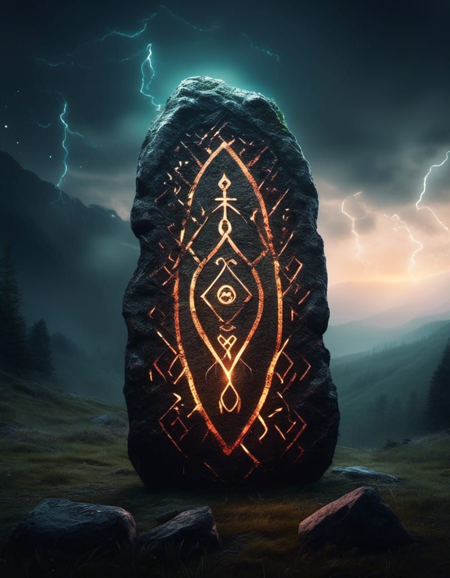 Glowing Runestone of Ancient Viking Monument