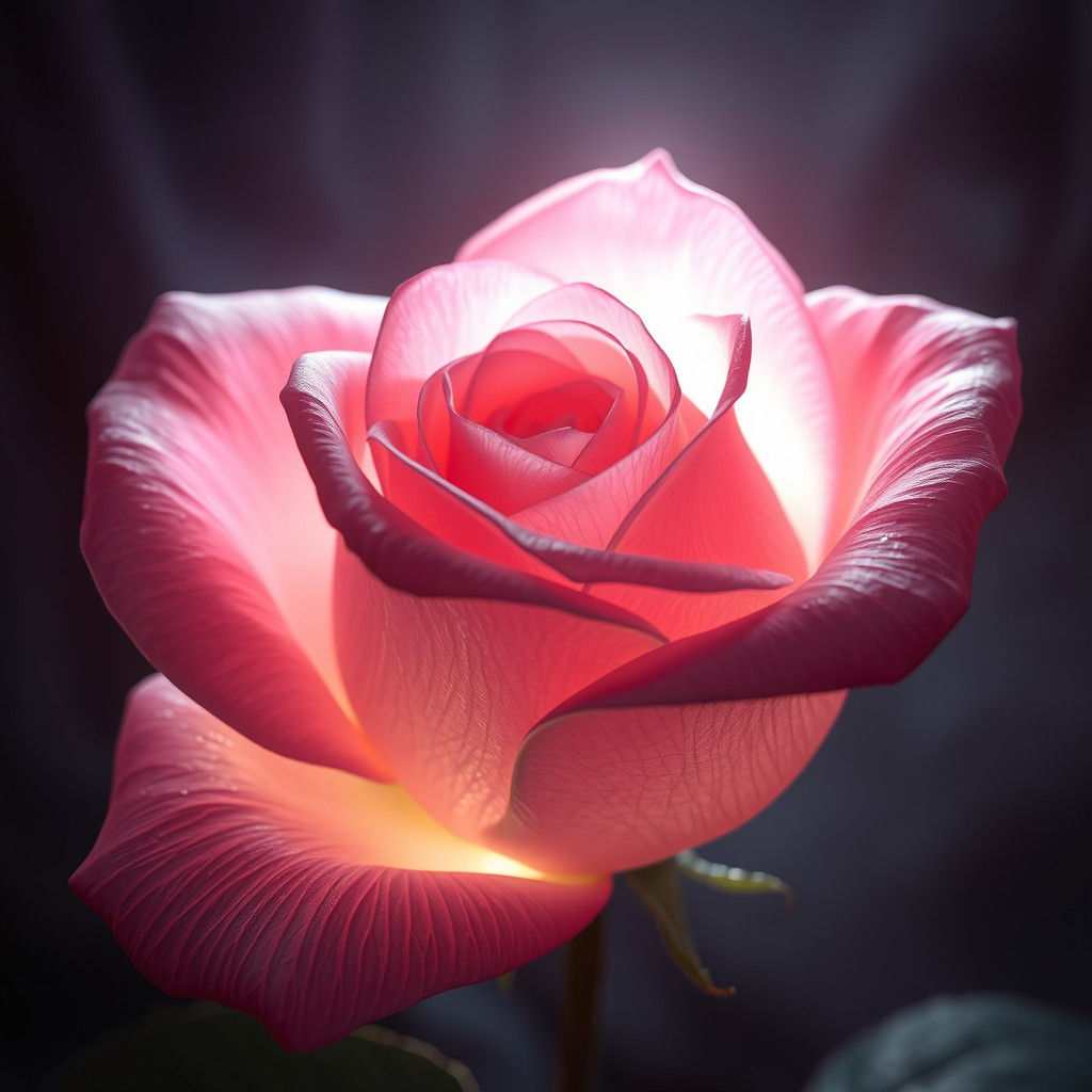 Ethereal Pink Rose in a Dark Fantasy Matte Painting