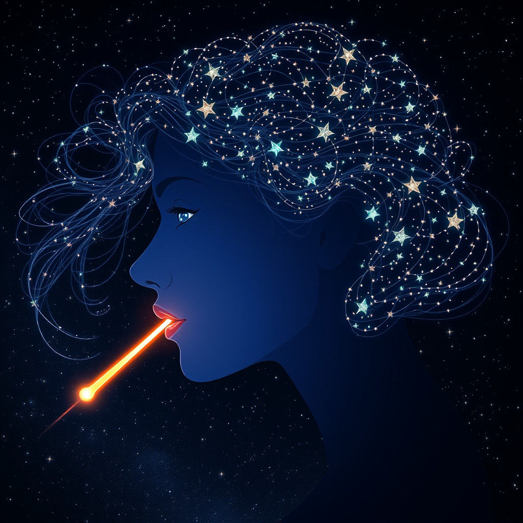 Woman's Starry Silhouette: Dreamlike Fantasy Concept Art