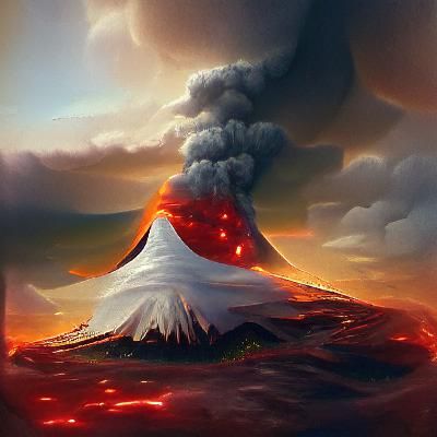 Volcano Sculpture in Abstract Expressionist Style