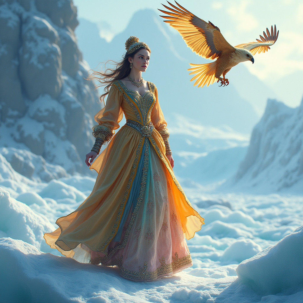 Italian Princess and Golden Eagle on Glacier