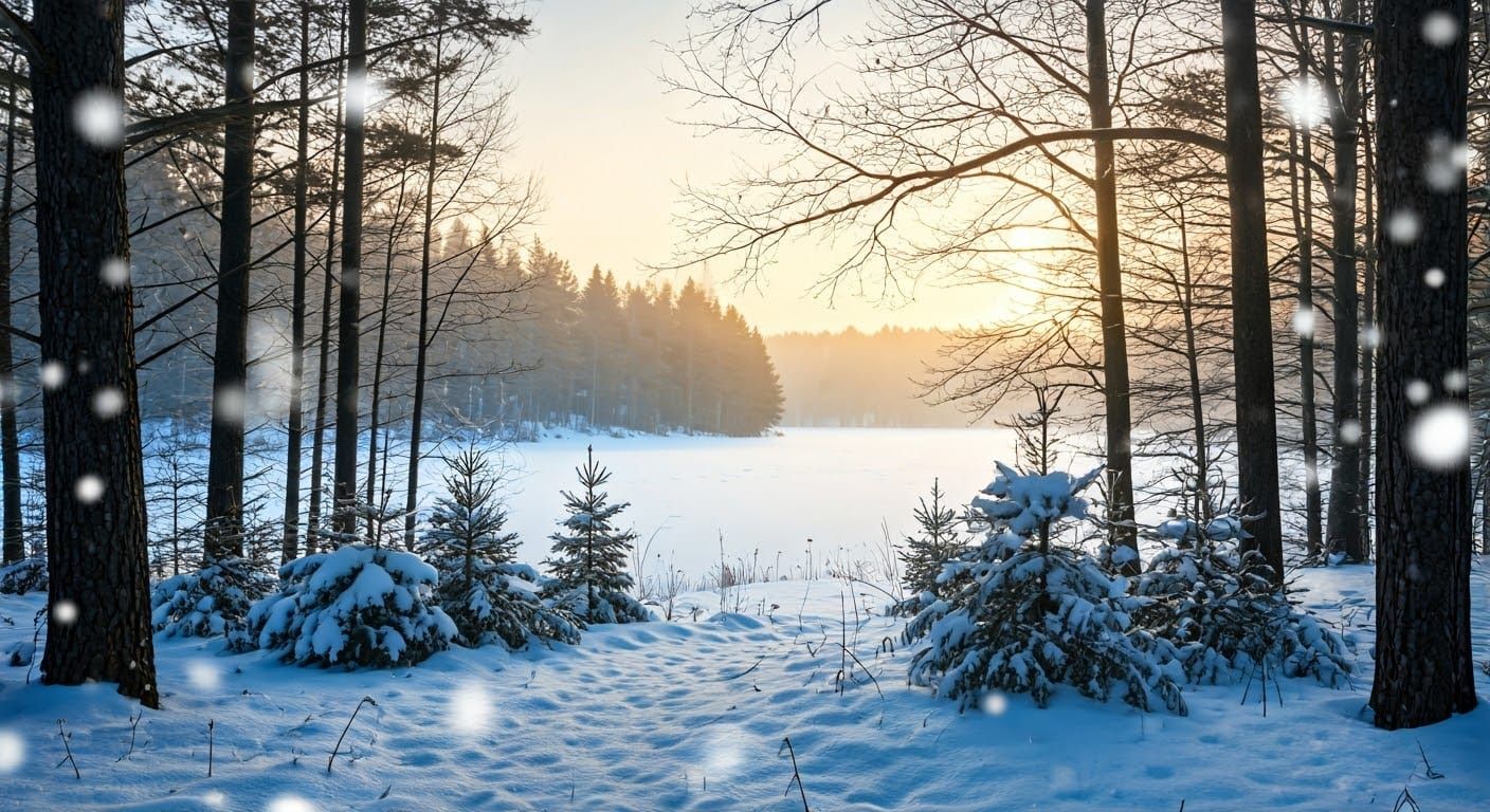 Winter Forest Serenity in Golden Light
