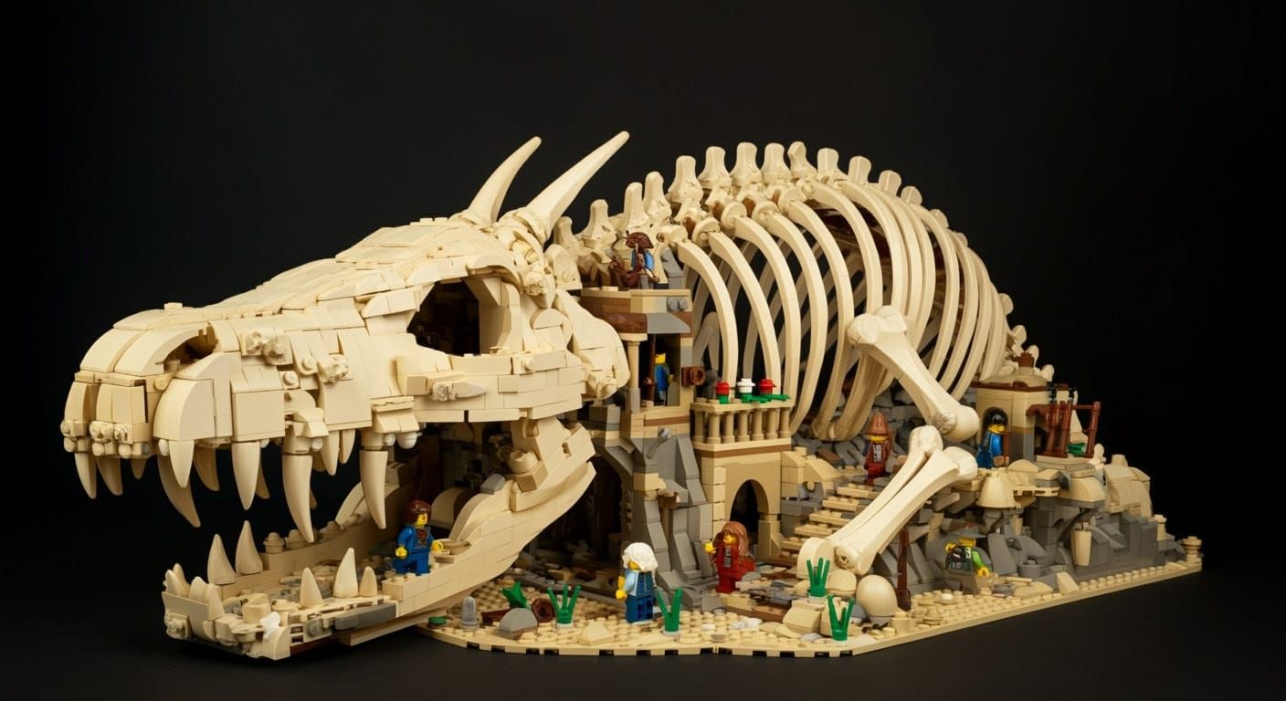 LEGO Desert City Diorama Carved in Dragon Skeleton