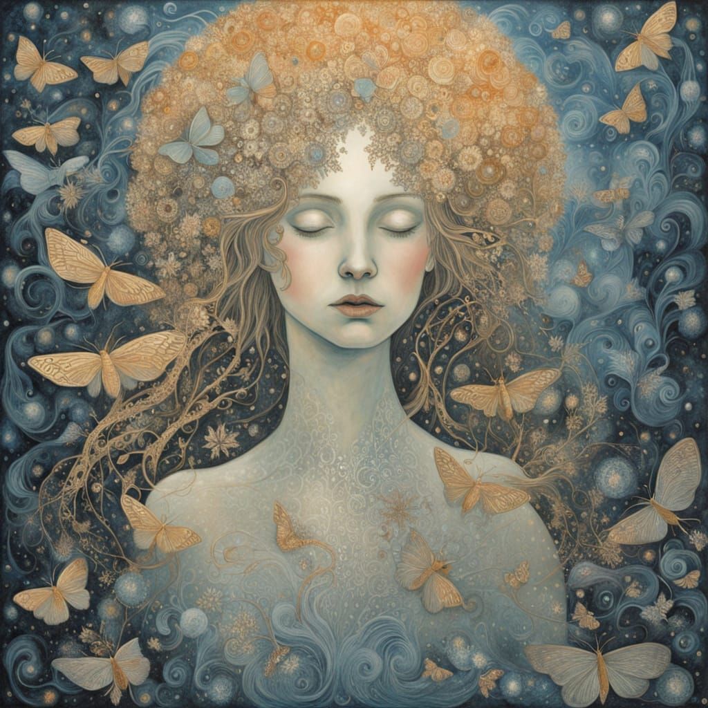 Surreal Fragmented Doors Blossom in Dark Forest Sunset