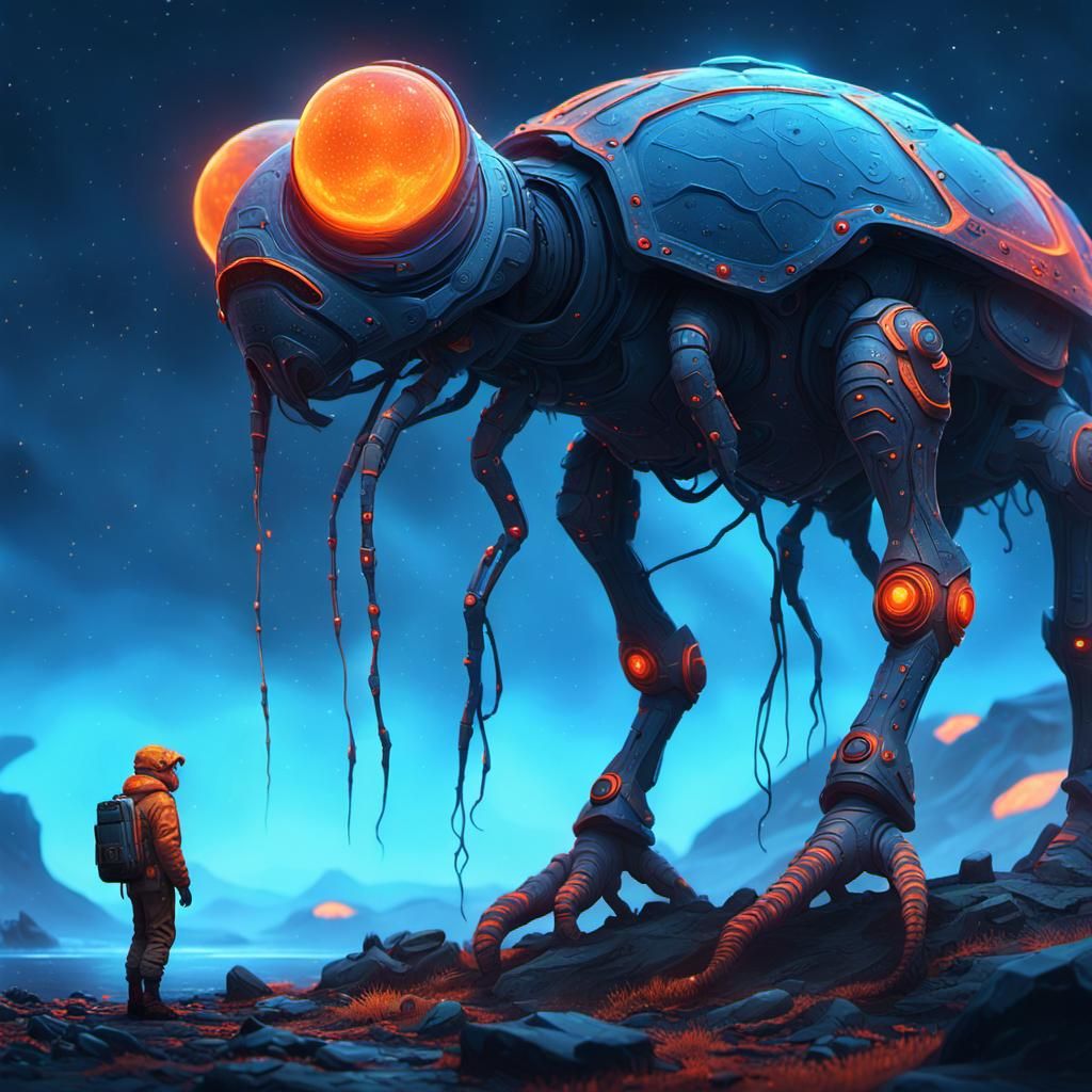 Alien Creature on Distant Planet in Sci-Fi Style