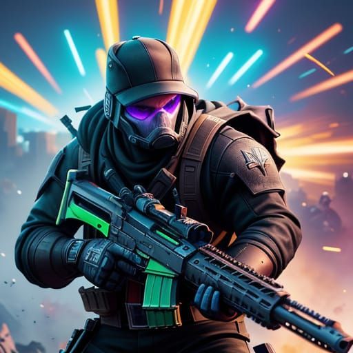 Epic Fortnite Warrior Wields Futuristic Assault Rifle