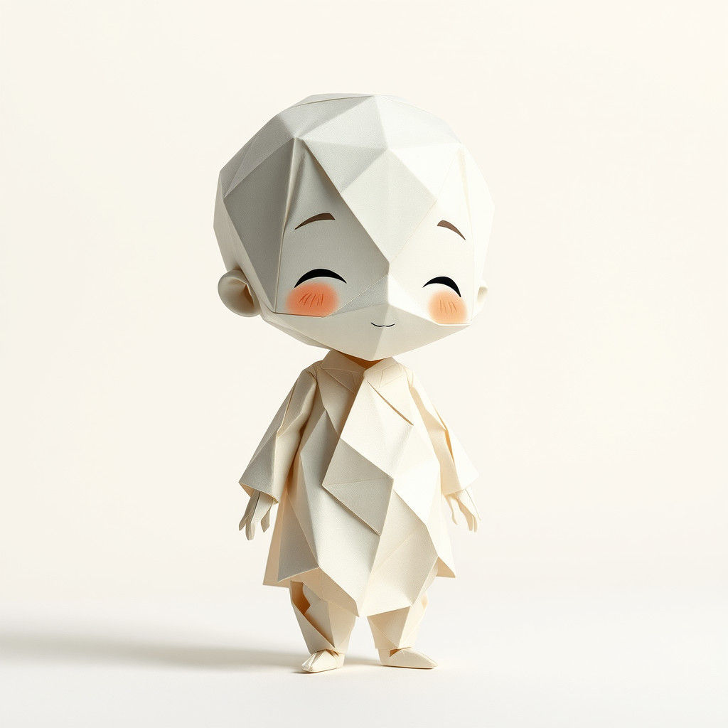 Intricate Origami Child in Watercolor Style