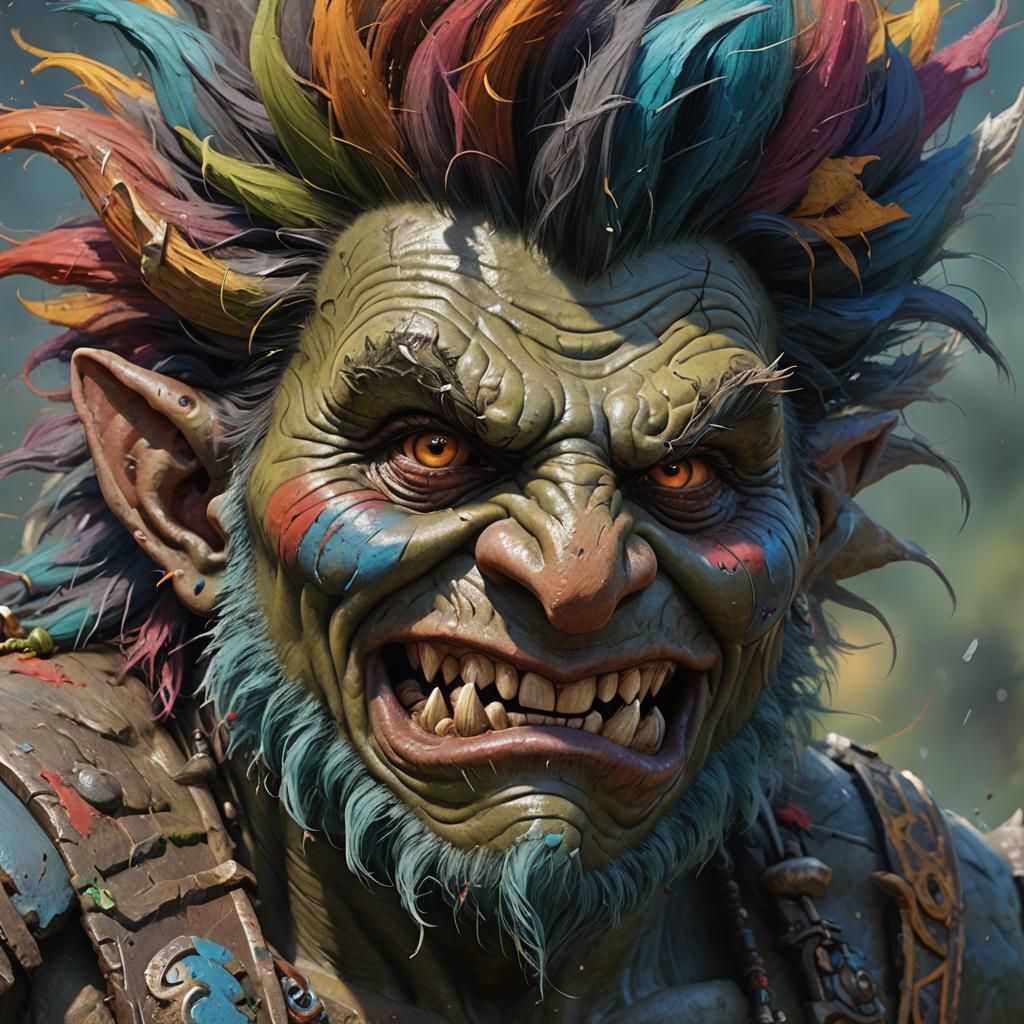 Hyperrealistic Troll Plays Hopscotch, Splash Art