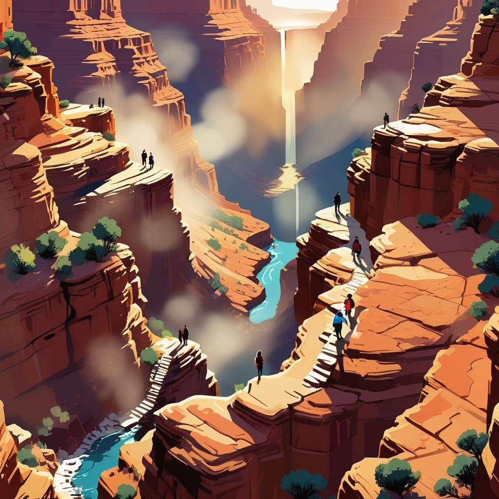 Grand Canyon (in the minimalist illustrative style of Yanz G...