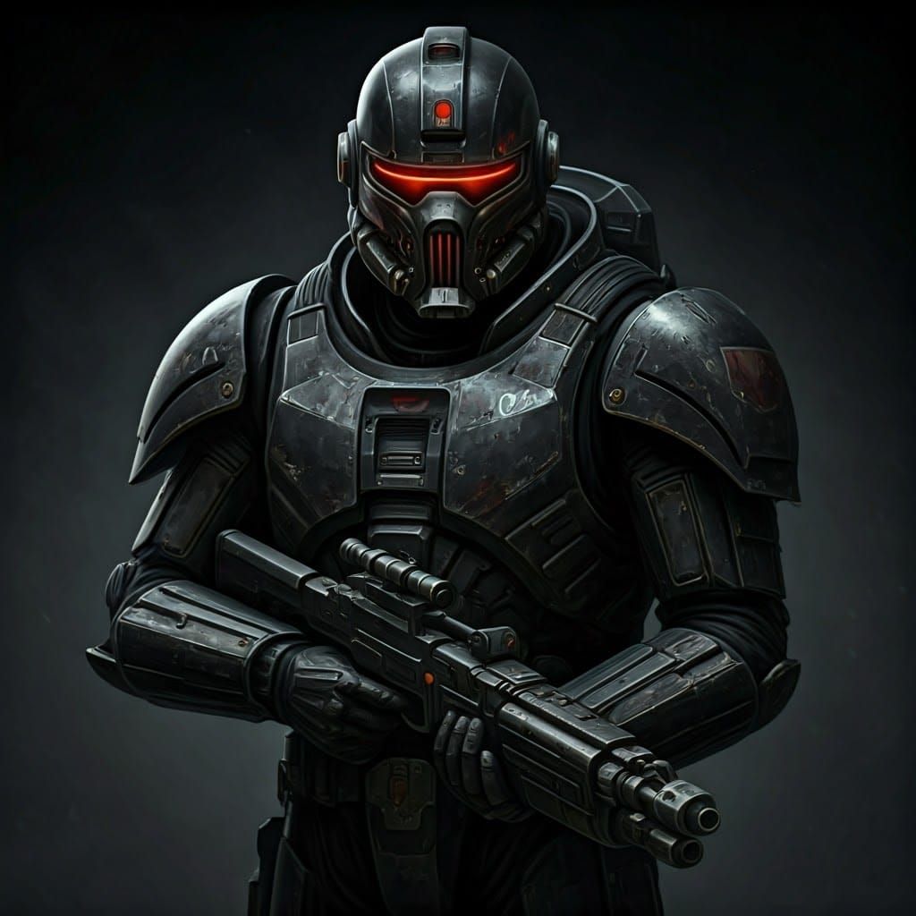 Gritty Cyberpunk Warrior with Blaster