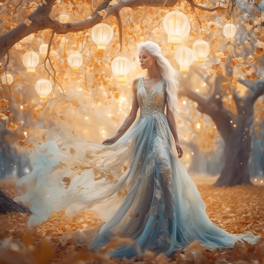Ethereal Woman Under Tree of Life in Dreamscape Fantasy Art