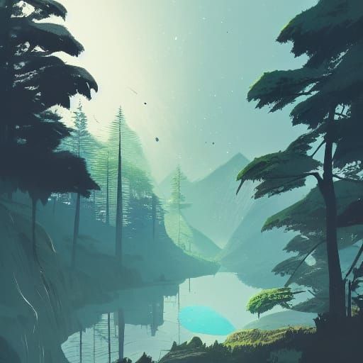 Cliffside Landscape in Anime Style by Studio Ghibli