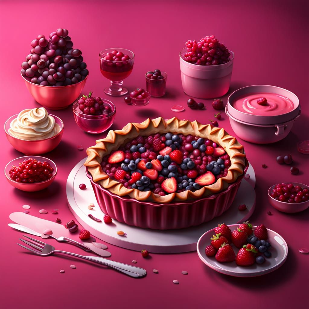 Fantastical Pies in Whimsical Dessert Still Life