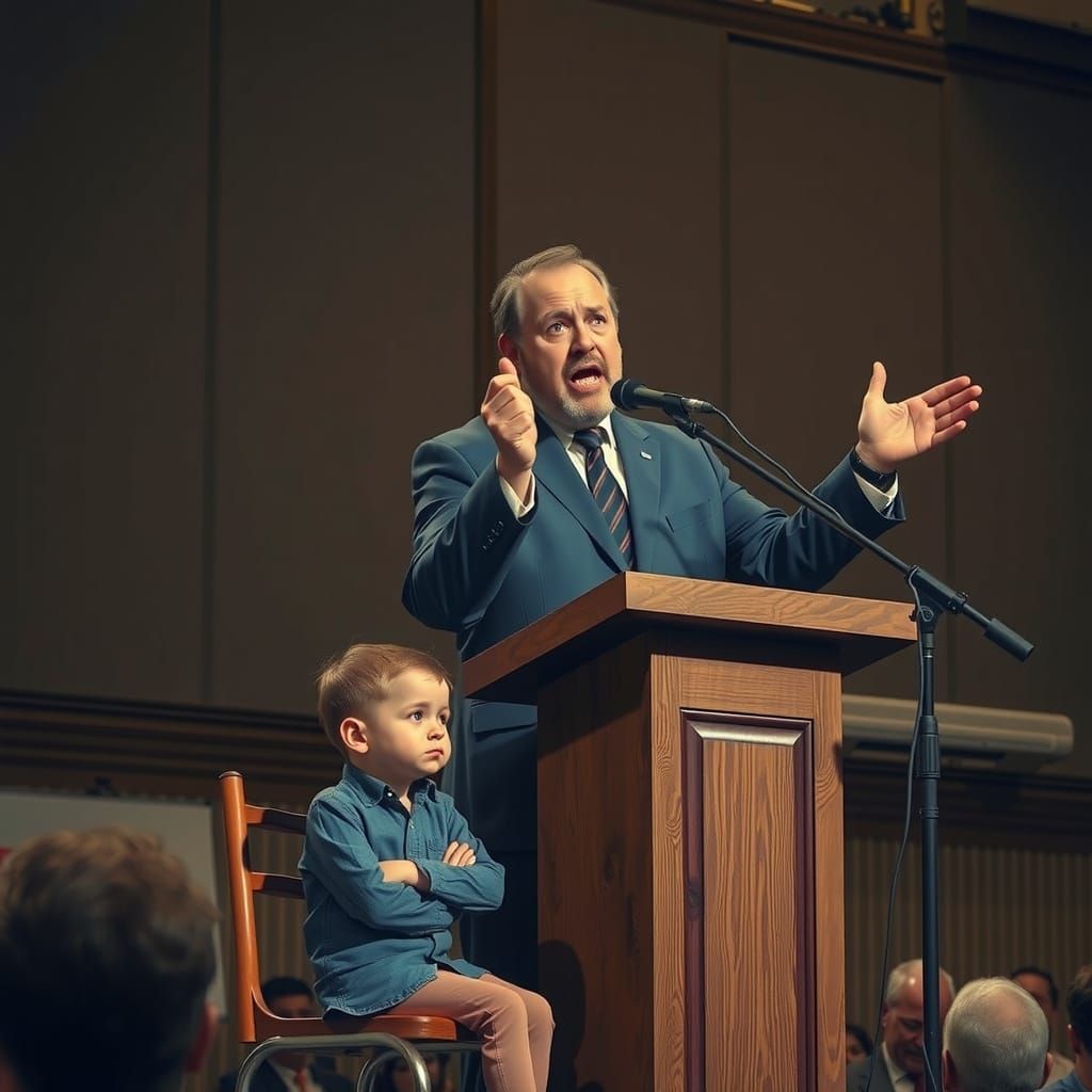 Angry Man Confronts Crowd with Distraught Child