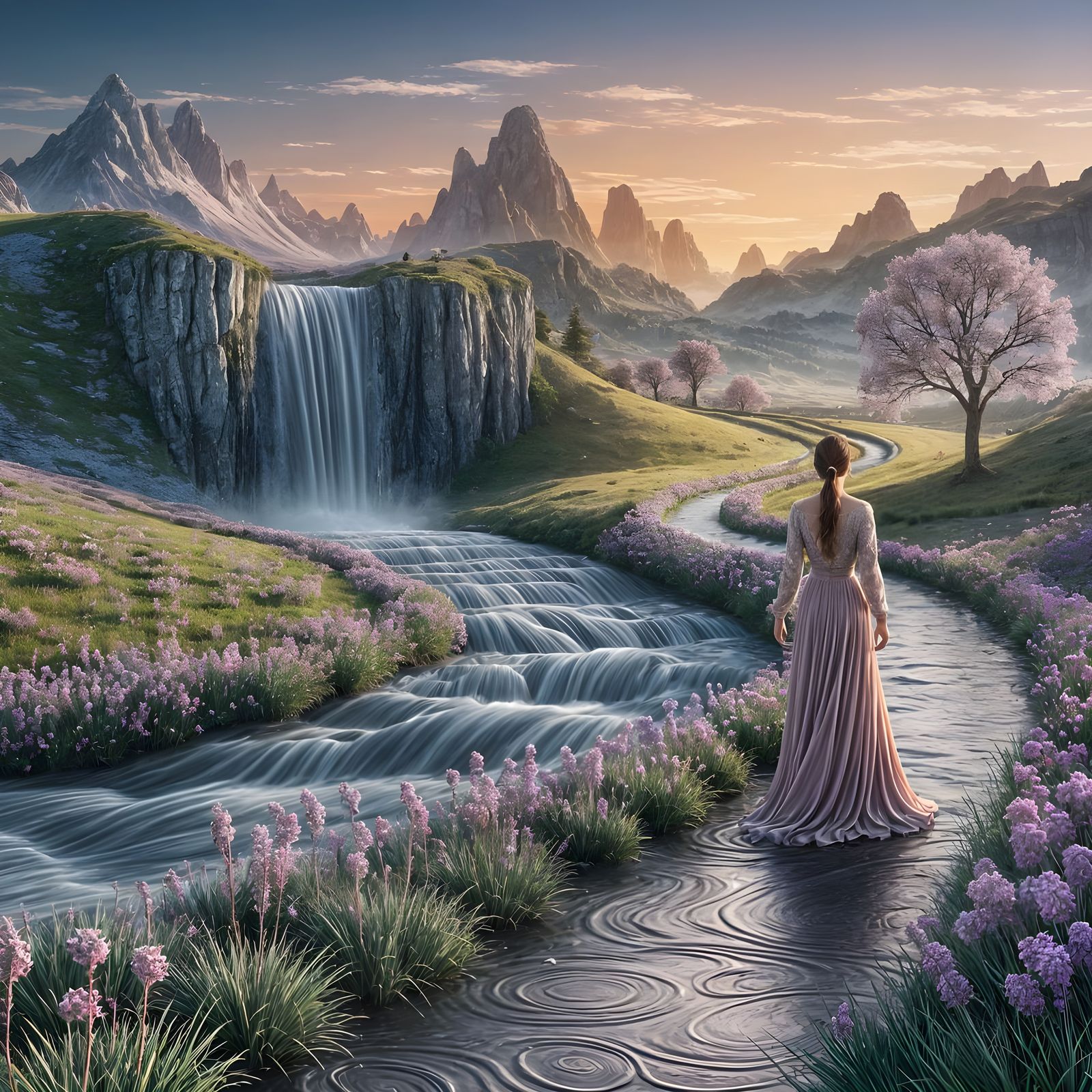 Enchanted Spring Oasis Unfolds in Dreamy Morning Light