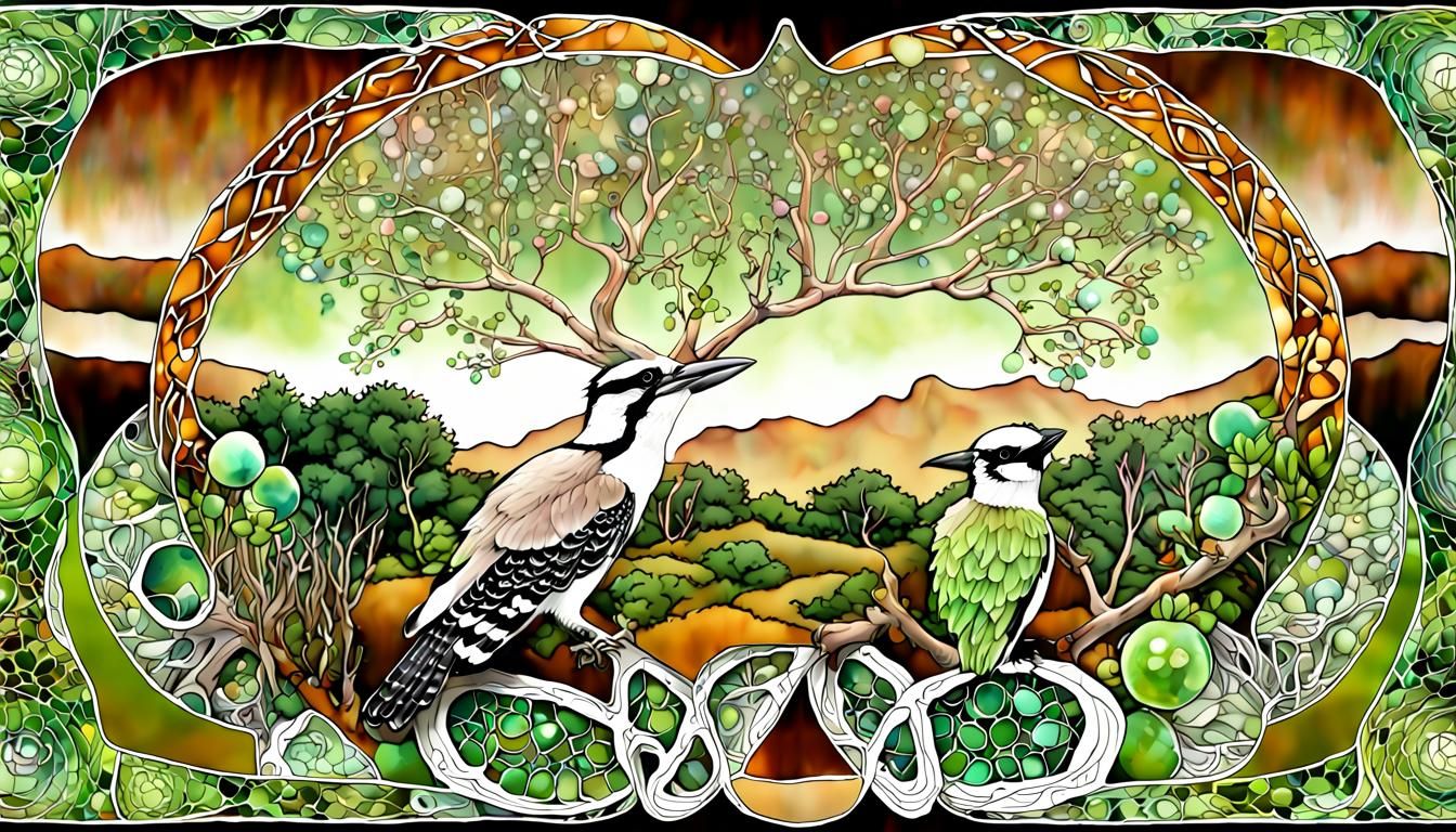 Kookaburra in Australian Flora with Fractal Elements